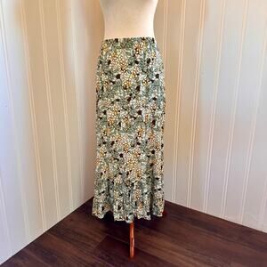 Vintage 90s/Y2K Boho Blue Floral Maxi Skirt 14